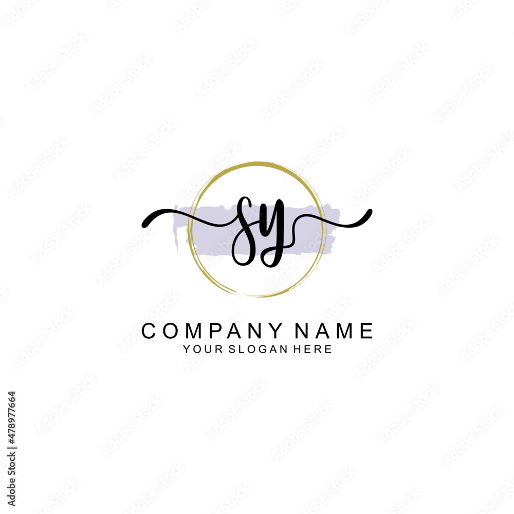 SY Initial handwriting logo with circle hand drawn template vector SY Initial handwriting logo with circle hand drawn template vector