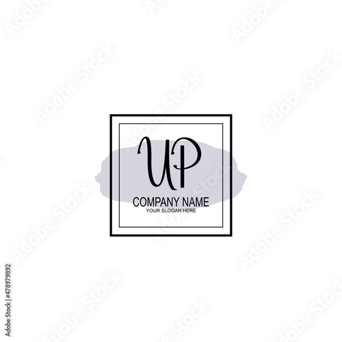 Letter UP minimalist wedding monogram vector