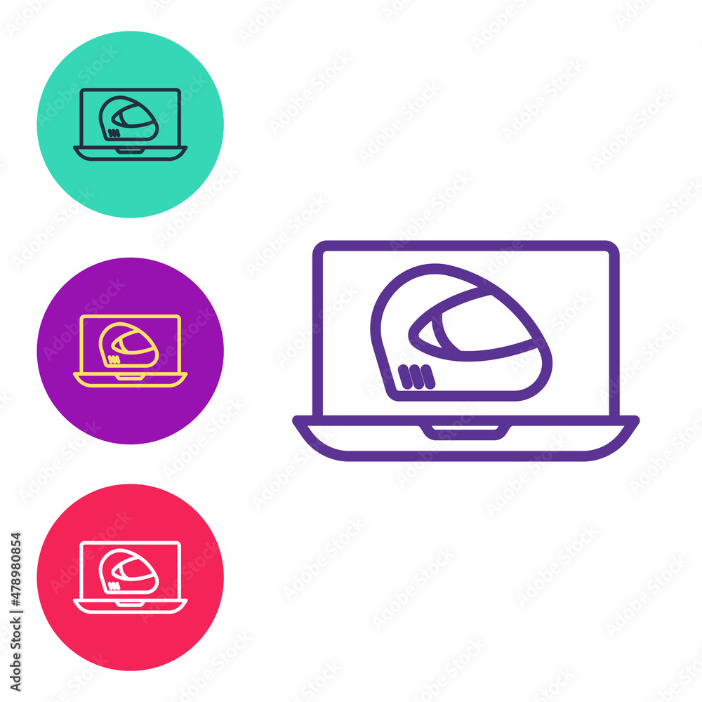 Set line Racing helmet icon isolated on white background. Extreme sport. Sport equipment. Set icons colorful. Vector Set line Racing helmet icon isolated on white background. Extreme sport. Sport equipment. Set icons colorful. Vector