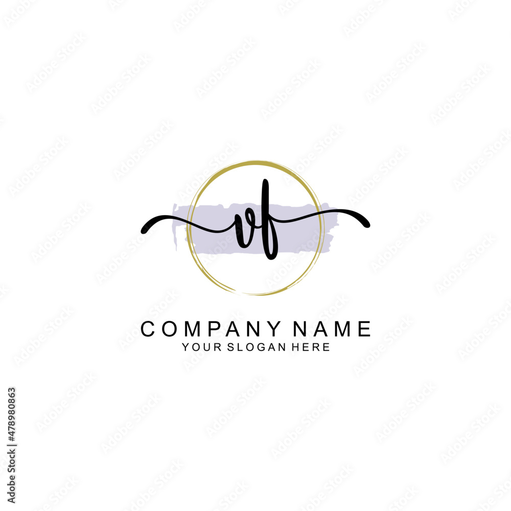 VF Initial handwriting logo with circle hand drawn template vector VF Initial handwriting logo with circle hand drawn template vector