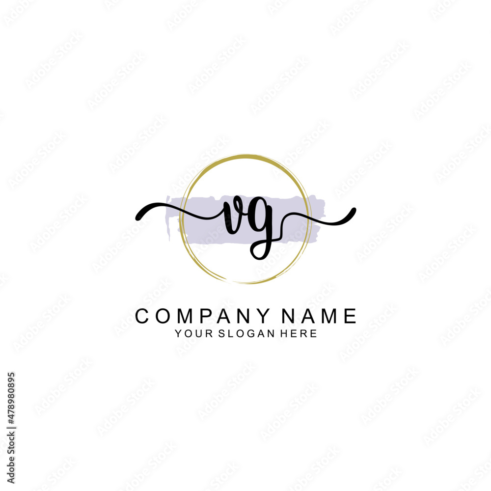 VG Initial handwriting logo with circle hand drawn template vector VG Initial handwriting logo with circle hand drawn template vector