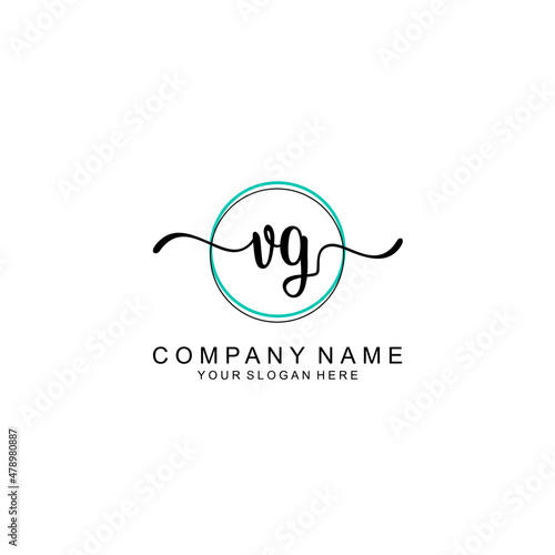 VG Initial handwriting logo with circle hand drawn template vector