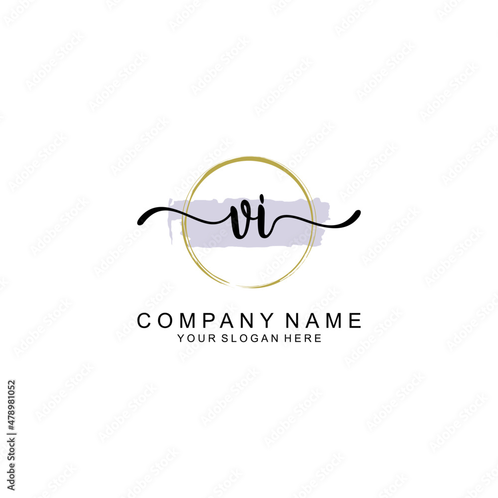 VI Initial handwriting logo with circle hand drawn template vector VI Initial handwriting logo with circle hand drawn template vector