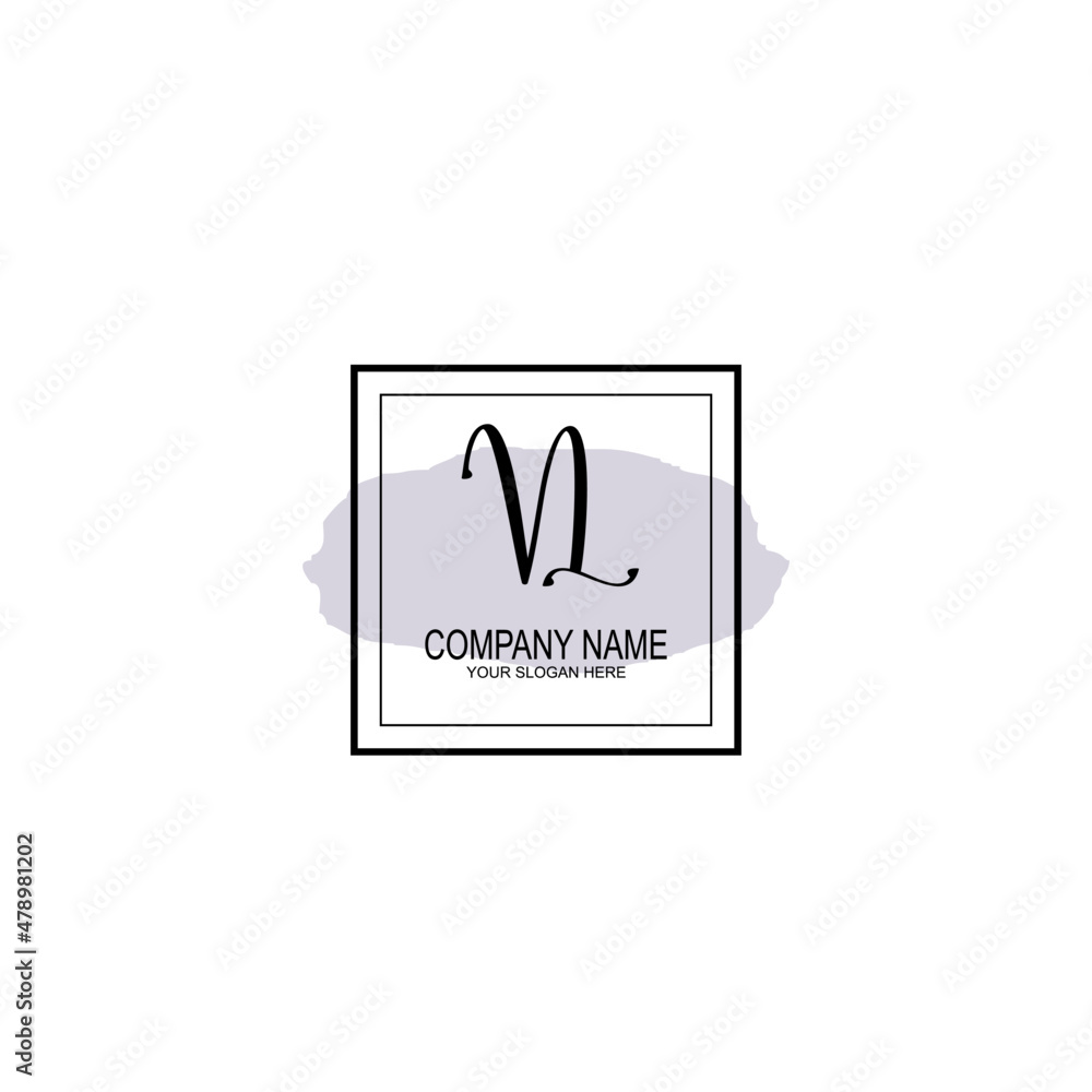 Letter VL minimalist wedding monogram vector
