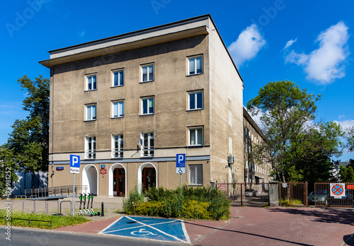 Historic Warsaw School of Economics SGH M building, former Hermes student house, at Madalinskiego street in Mokotow district of Warsaw in Poland photo