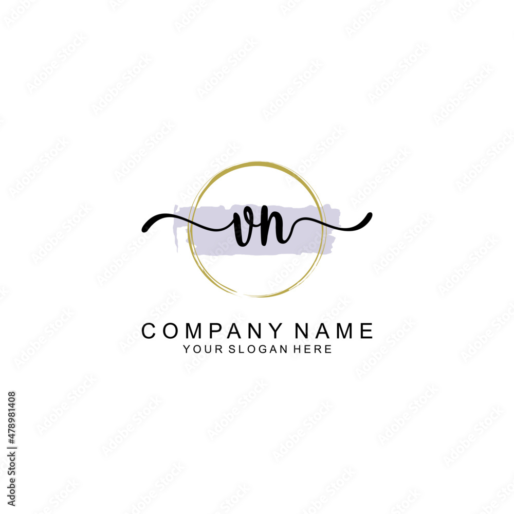 VN Initial handwriting logo with circle hand drawn template vector VN Initial handwriting logo with circle hand drawn template vector