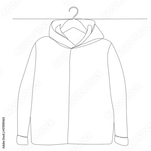 jacket on a hanger one continuous line drawing, isolated, vector