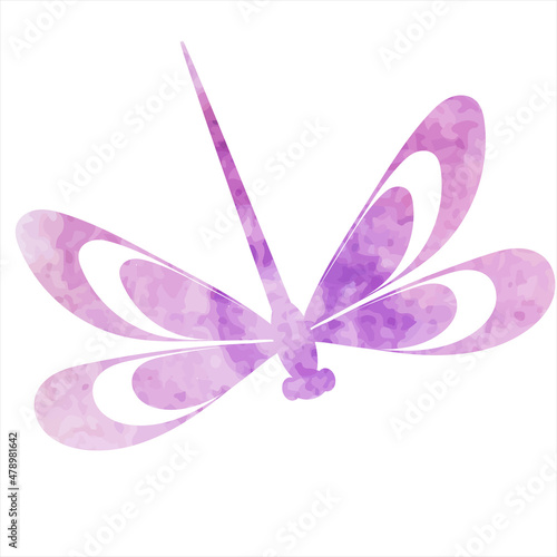 dragonfly flying watercolor silhouette, isolated