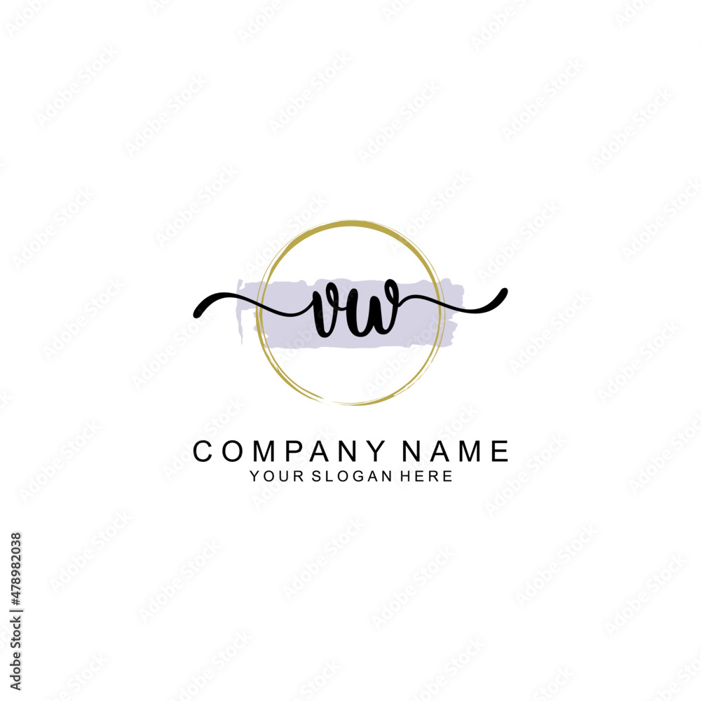 VW Initial handwriting logo with circle hand drawn template vector VW Initial handwriting logo with circle hand drawn template vector