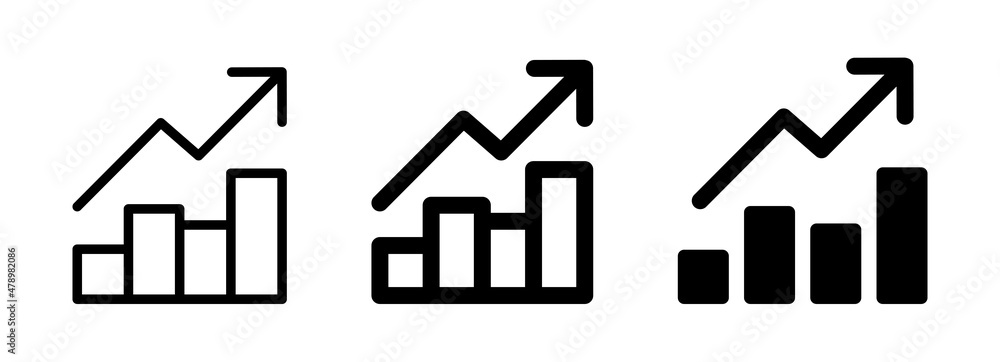 Growing graph icon set. Business chart with arrow icon vector illustration. Growing graph icon set. Business chart with arrow icon vector illustration.