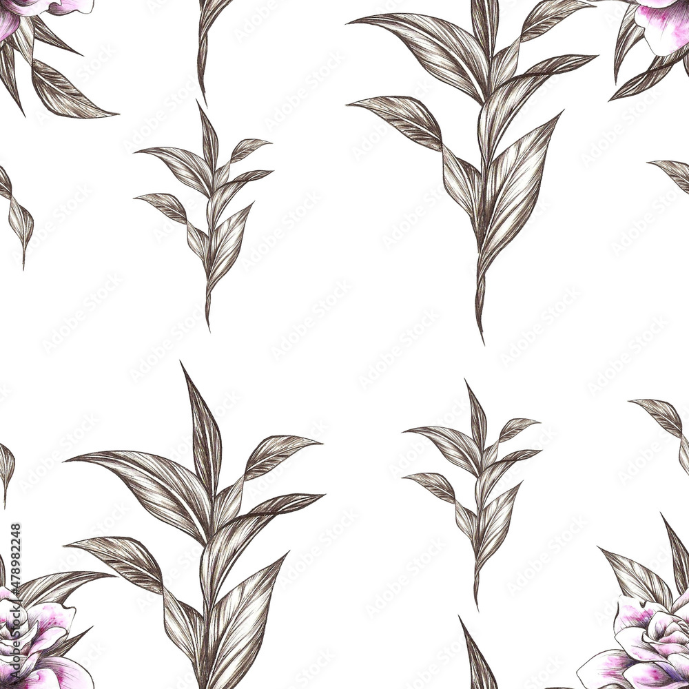 Naklejka premium seamless pattern with leaves
