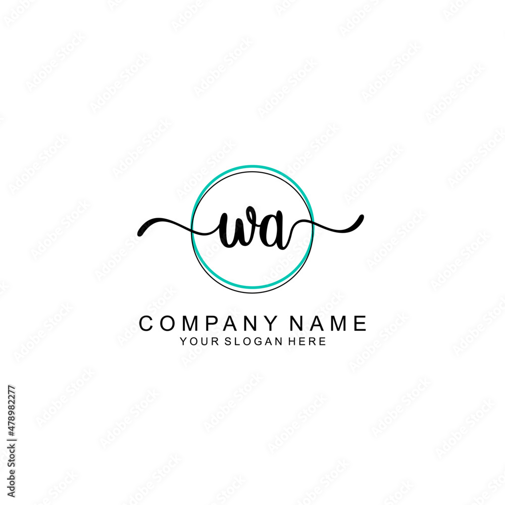 WA Initial handwriting logo with circle hand drawn template vector WA Initial handwriting logo with circle hand drawn template vector