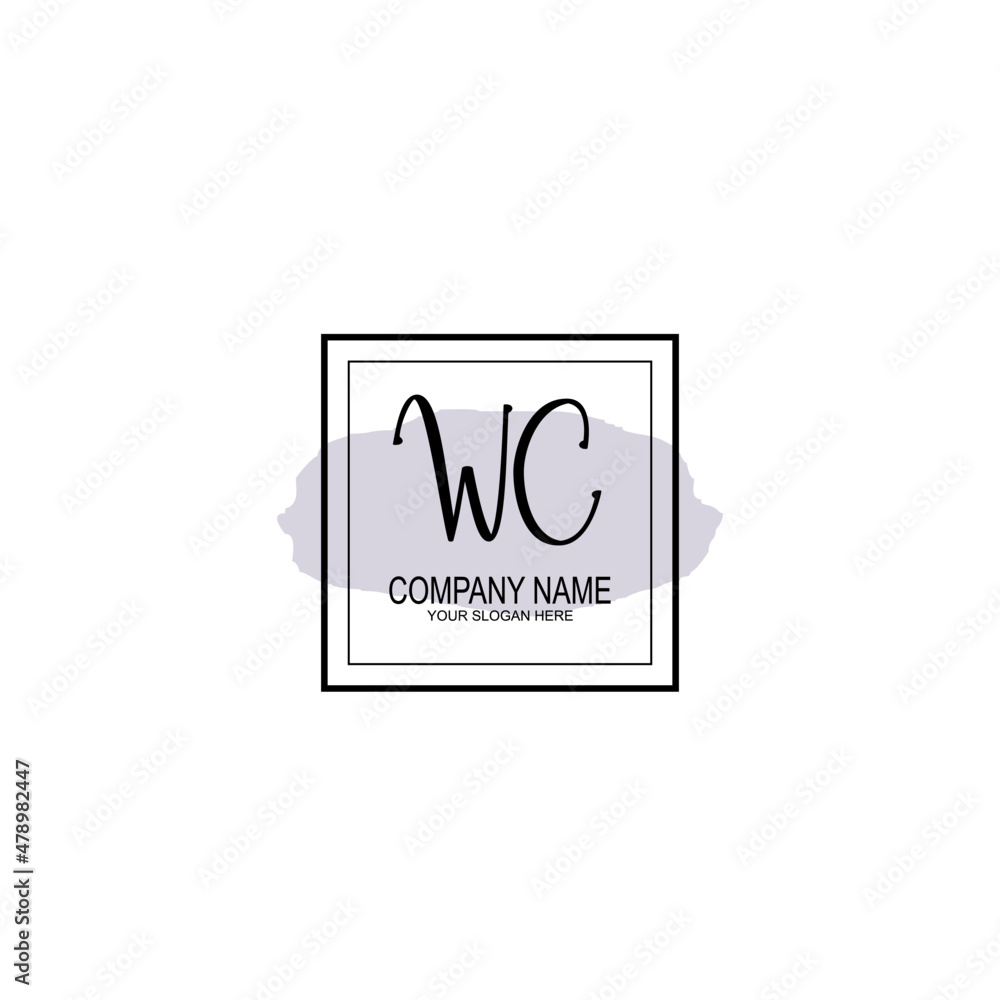 WC Initial handwriting logo with circle hand drawn template vector WC Initial handwriting logo with circle hand drawn template vector