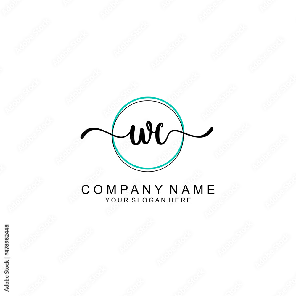 WC Initial handwriting logo with circle hand drawn template vector WC Initial handwriting logo with circle hand drawn template vector