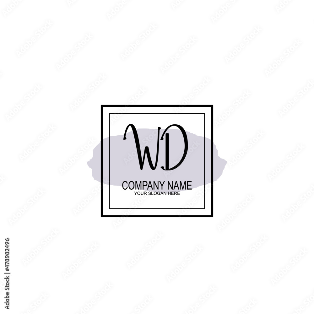 WD Initial handwriting logo with circle hand drawn template vector WD Initial handwriting logo with circle hand drawn template vector