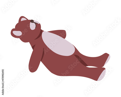 Stuffed bear toy semi flat color vector object. Realistic item on white. Brown plushie for children to play isolated modern cartoon style illustration for graphic design and animation