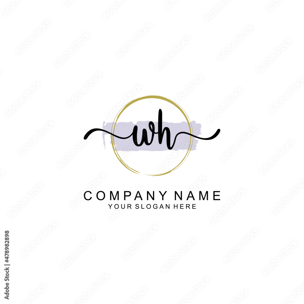 WH Initial handwriting logo with circle hand drawn template vector WH Initial handwriting logo with circle hand drawn template vector