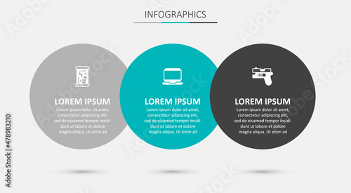 Set Laptop, Cryogenic capsules and Futuristic weapon. Business infographic template. Vector