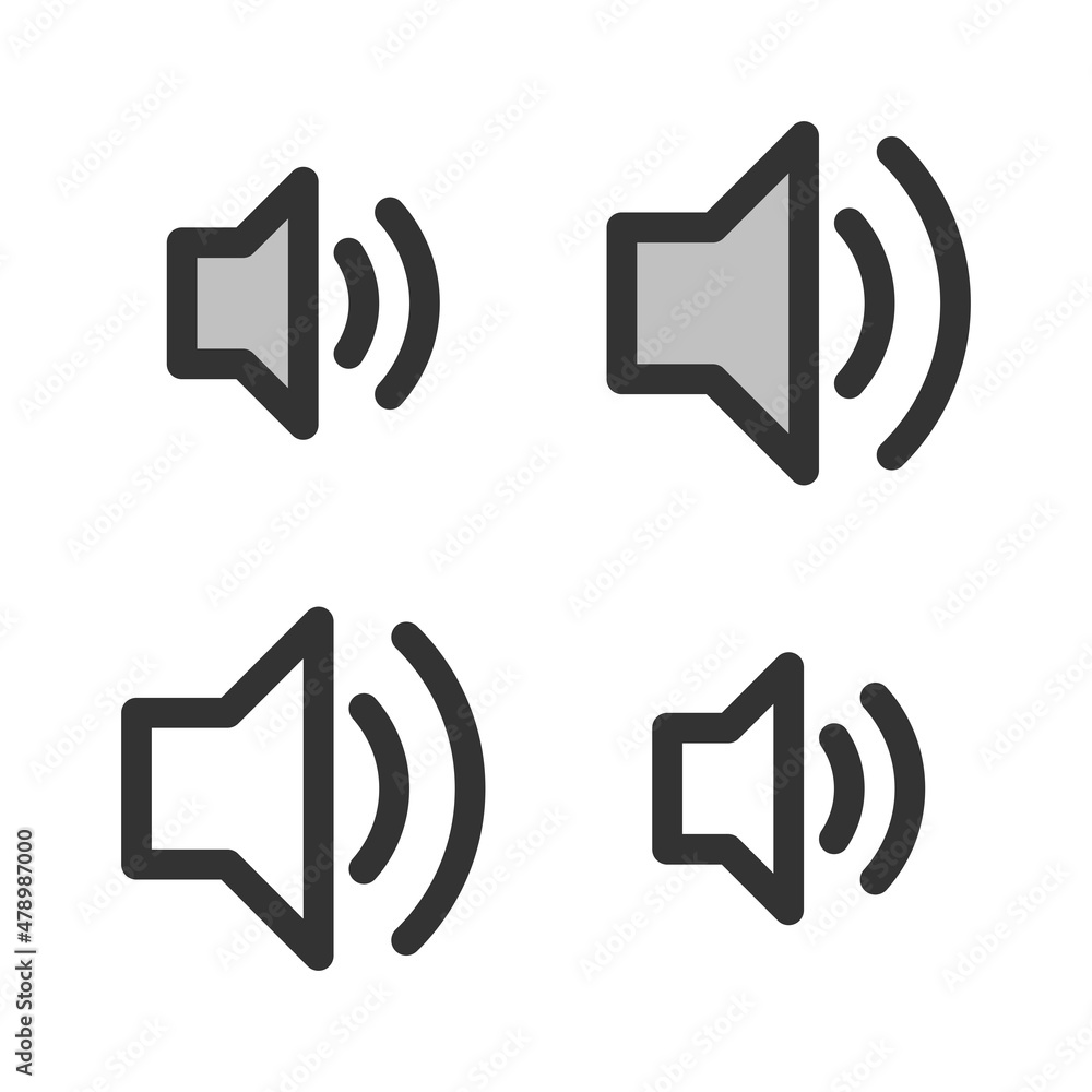 Pixel-perfect linear icon of sound enabled built on two base grids of 32 x 32 and 24 x 24 pixels. The initial base line weight is 2 pixels. In two-color and one-color versions. Editable strokes Pixel-perfect linear icon of sound enabled built on two base grids of 32 x 32 and 24 x 24 pixels. The initial base line weight is 2 pixels. In two-color and one-color versions. Editable strokes
