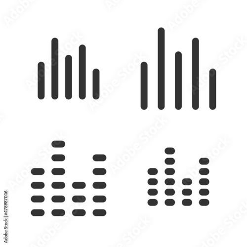 Pixel-perfect linear icon of equalizer  in two variants built on two base grids of 32 x 32 and 24 x 24 pixels. The initial base line weight is 2 pixels. In  one-color version. Editable strokes