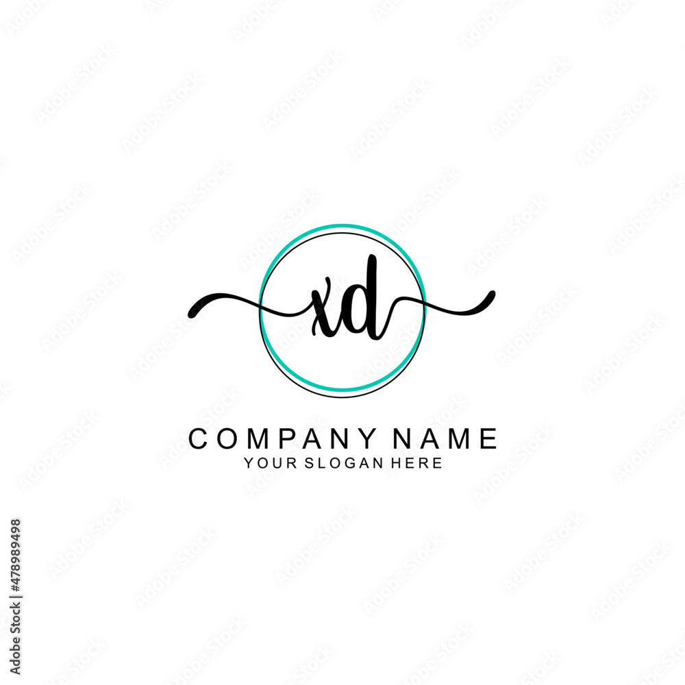 XD Initial handwriting logo with circle hand drawn template vector XD Initial handwriting logo with circle hand drawn template vector