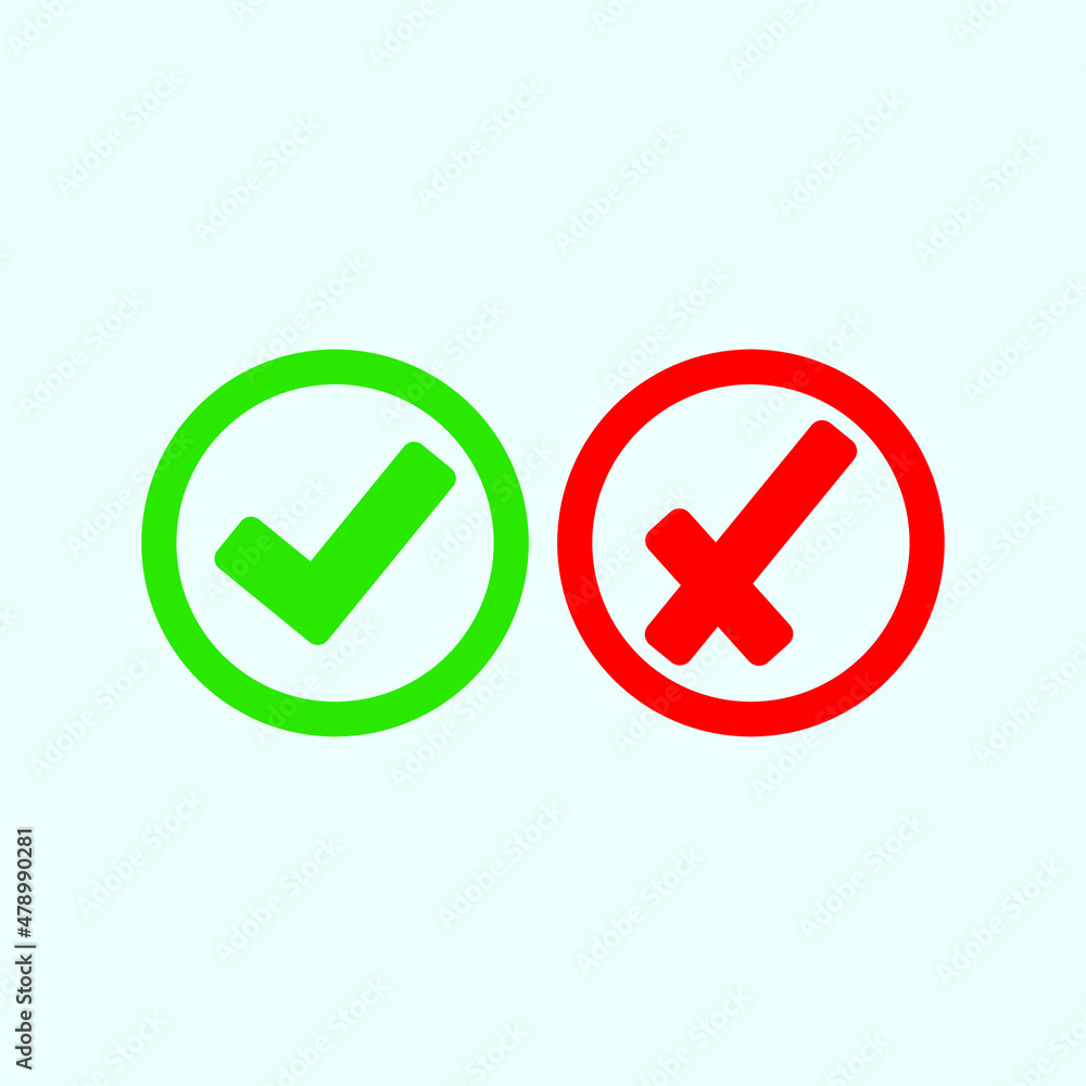 Check mark green and red line icons. Vector illustration. eps - Vector Check mark green and red line icons. Vector illustration. eps - Vector