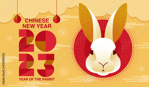 Happy new year, Chinese New Year 2023 , Year of the Rabbit , Chinese Traditional.