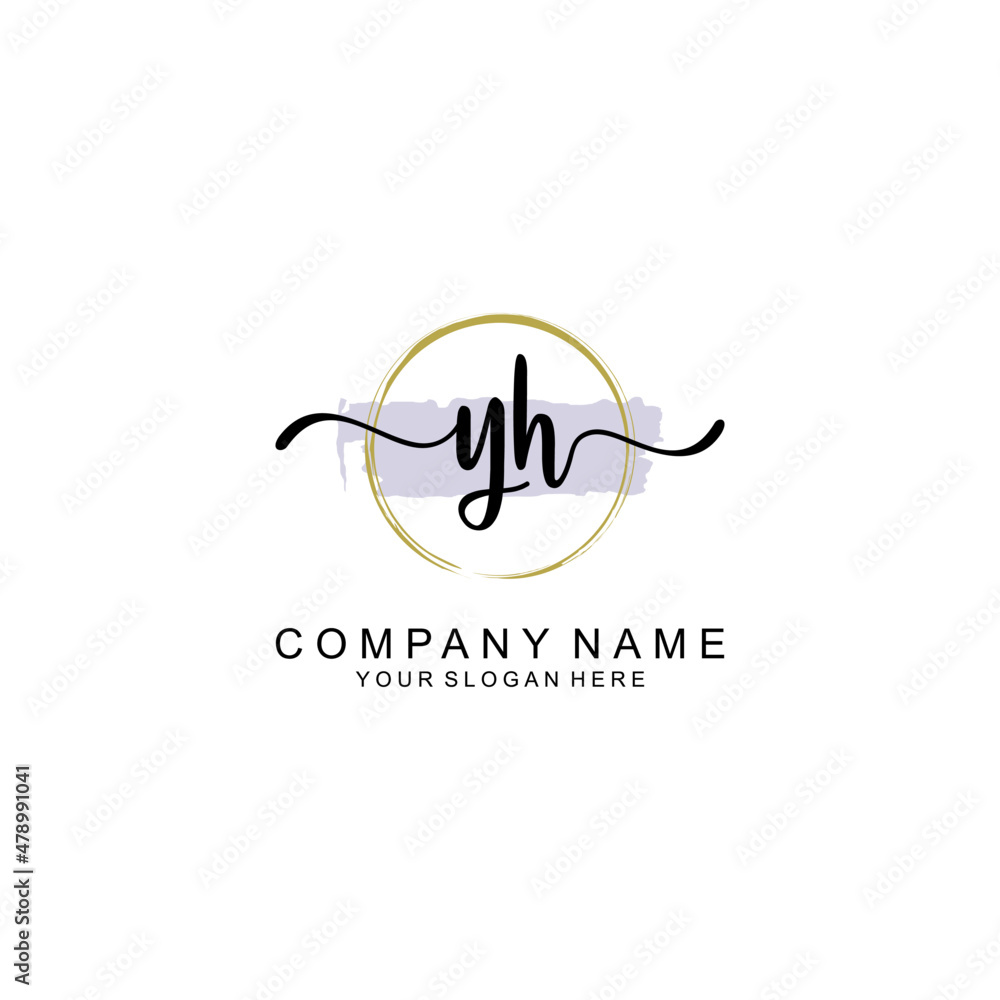 YH Initial handwriting logo with circle hand drawn template vector YH Initial handwriting logo with circle hand drawn template vector