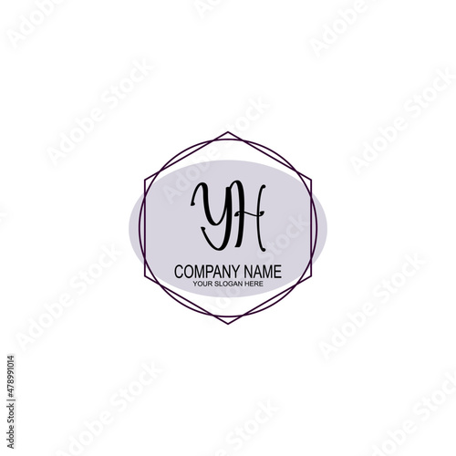 Letter YH minimalist wedding monogram vector