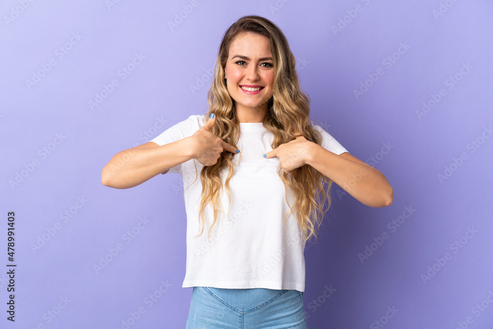 Young Brazilian woman isolated on purple background with surprise facial expression Young Brazilian woman isolated on purple background with surprise facial expression