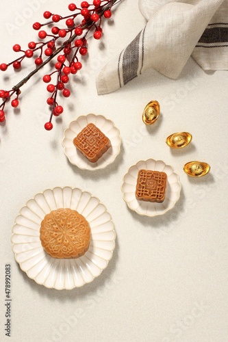 Mooncakes are offered to friends or on family gathering during the mid-autumn festival