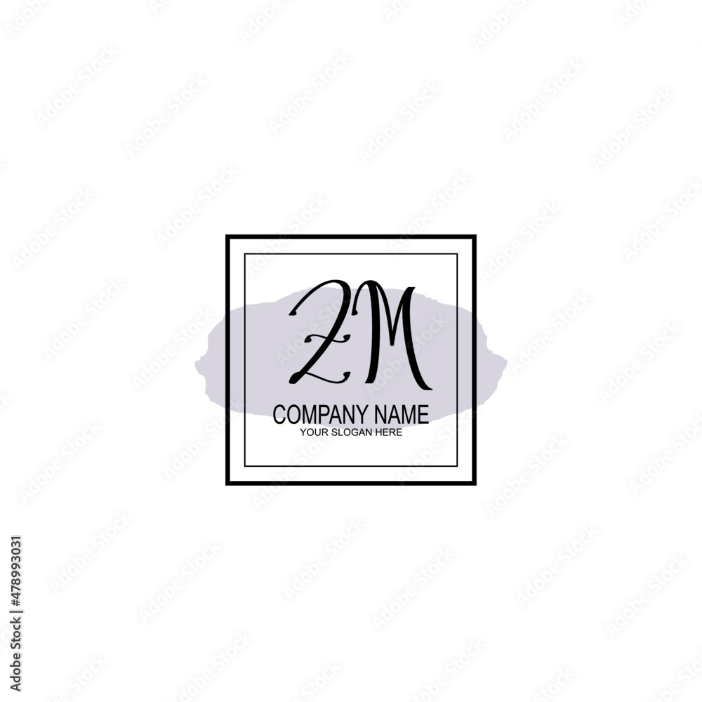 Letter ZM minimalist wedding monogram vector