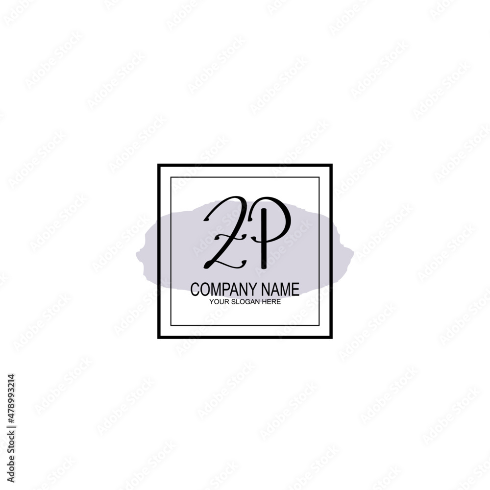 Letter ZP minimalist wedding monogram vector