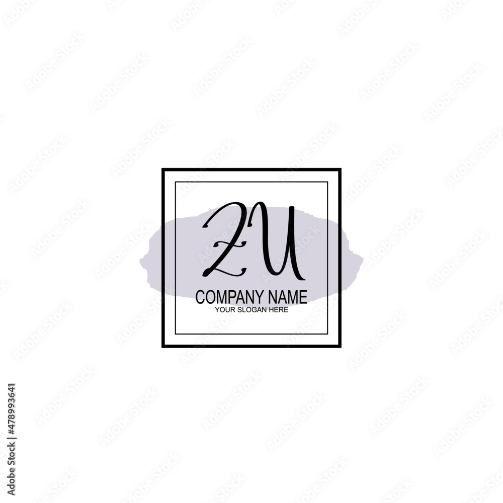Letter ZU minimalist wedding monogram vector Letter ZU minimalist wedding monogram vector