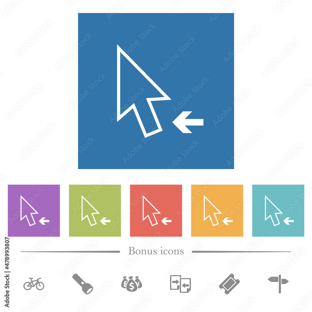 Arrow cursor left outline flat white icons in square backgrounds Arrow cursor left outline flat white icons in square backgrounds