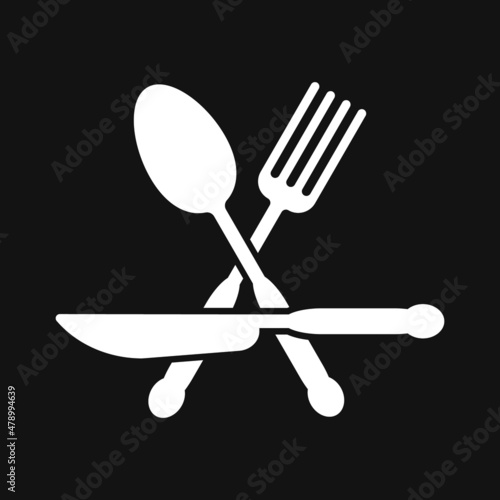 Spoon, knife, fork icon Stencil vector stock illustration. Table setting. EPS 10 photo