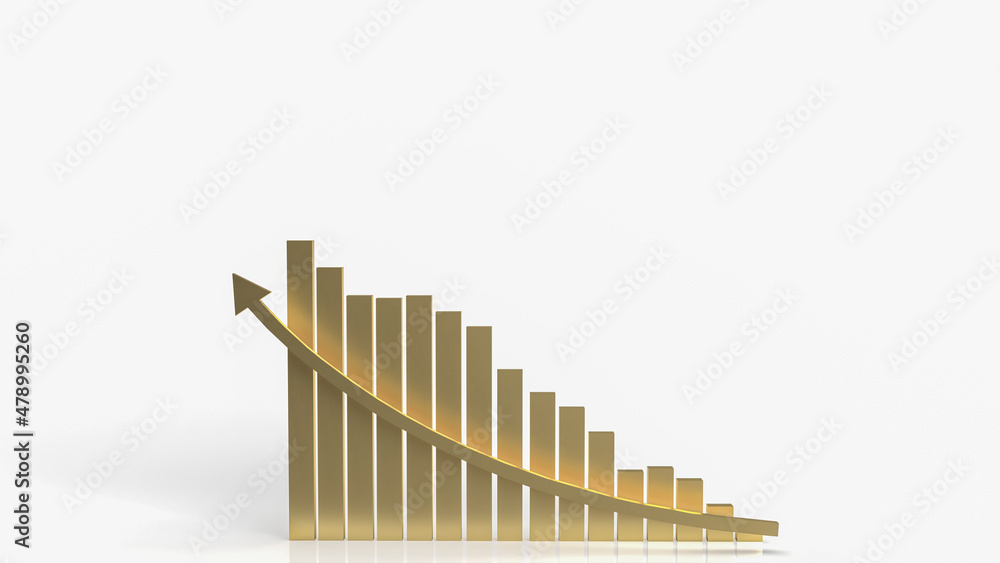 Fototapeta premium The gold chart arrow up on white background for business concept 3d rendering