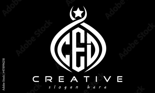 CED three letters monogram curved oval initial logo design, geometric minimalist modern business shape creative logo, vector template