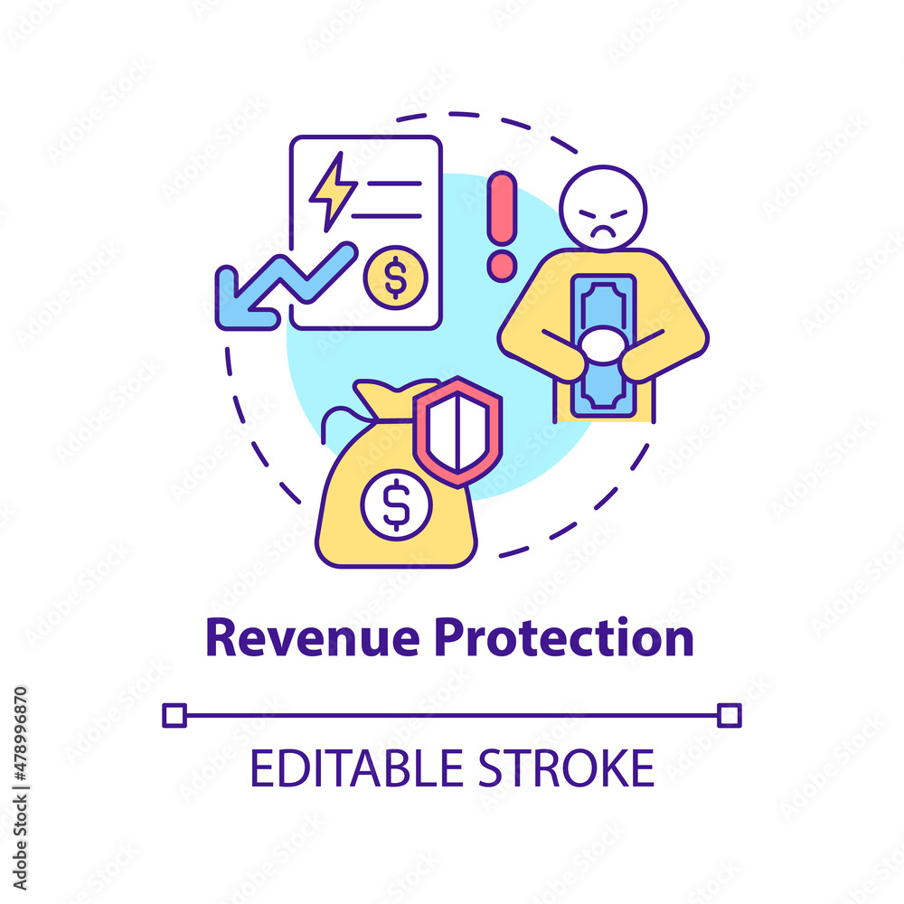 Revenue protection concept icon. Smart grids customers payment control abstract idea thin line illustration. Isolated outline drawing. Editable stroke. Roboto-Medium, Myriad Pro-Bold fonts used Revenue protection concept icon. Smart grids customers payment control abstract idea thin line illustration. Isolated outline drawing. Editable stroke. Roboto-Medium, Myriad Pro-Bold fonts used