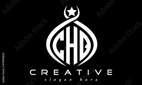 CHQ three letters monogram curved oval initial logo design, geometric minimalist modern business shape creative logo, vector template photo