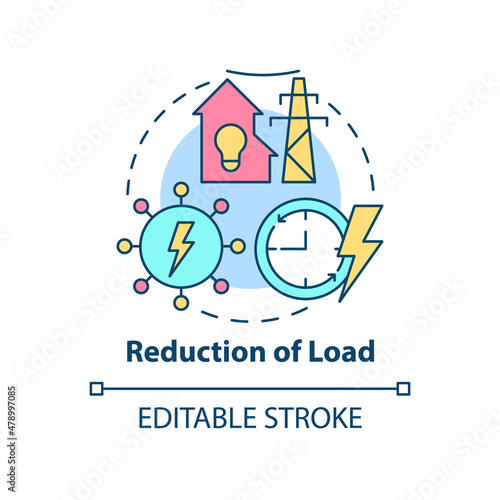 Reduction of load concept icon. Applications of smart grid abstract idea thin line illustration. Isolated outline drawing. Editable stroke. Roboto-Medium, Myriad Pro-Bold fonts used