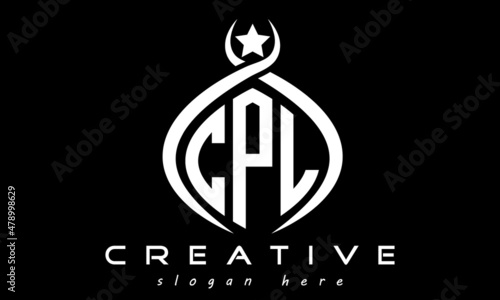 CPL three letters monogram curved oval initial logo design, geometric minimalist modern business shape creative logo, vector template