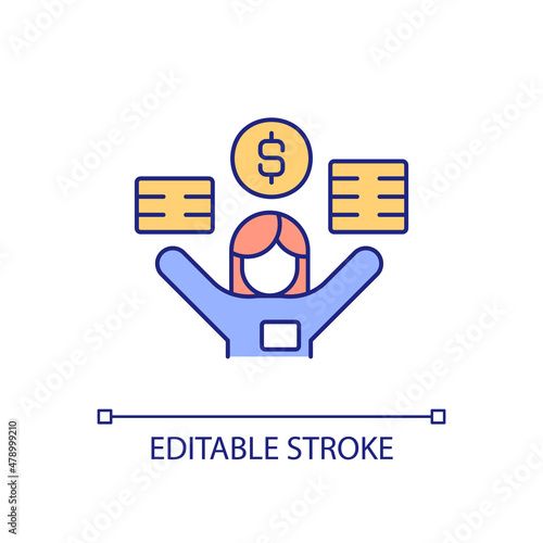 Being flexible RGB color icon. Business budgeting. Revise and adjust. Financial planning. Isolated vector illustration. Simple filled line drawing. Editable stroke. Arial font used