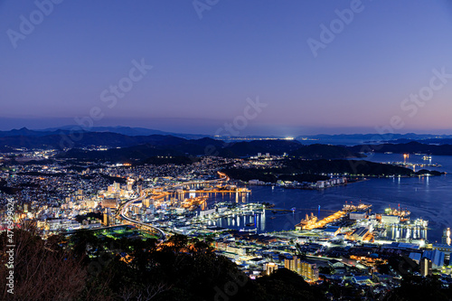 弓張岳展望台から見た夜景 長崎県佐世保市 Night view seen from Yumiharidake Observatory. Nagasaki-ken Sasebo city