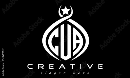CUA three letters monogram curved oval initial logo design, geometric minimalist modern business shape creative logo, vector template