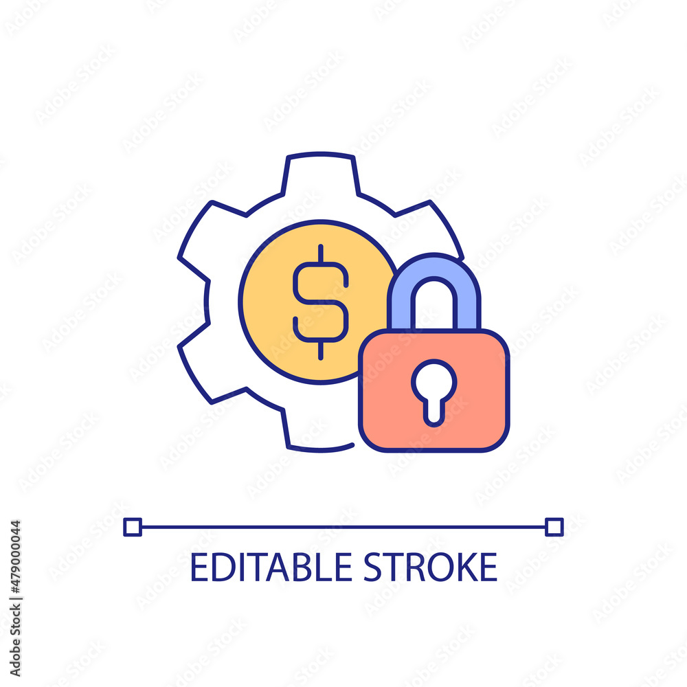 Determine fixed costs RGB color icon. Recurring payments. Regular fees and expenditures. Budget allotment. Isolated vector illustration. Simple filled line drawing. Editable stroke. Arial font used