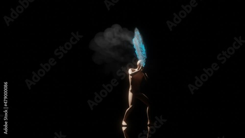 swing blue fire sword