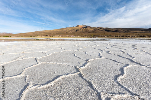 The salt flats near Coqueza, a small town near the Thunupa Volcano, Salar de Uyuni, Daniel Campos Province, Bolivia photo