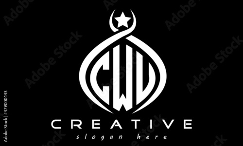 CWU three letters monogram curved oval initial logo design, geometric minimalist modern business shape creative logo, vector template photo