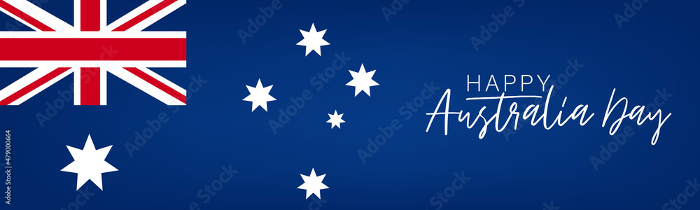 Happy Australia Day poster or banner. National holiday background design. Website or newsletter header. Vector illustration. Happy Australia Day poster or banner. National holiday background design. Website or newsletter header. Vector illustration.